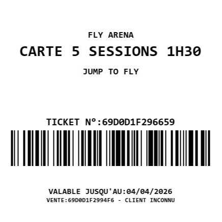 Réservation carte 5 sessions 1h30