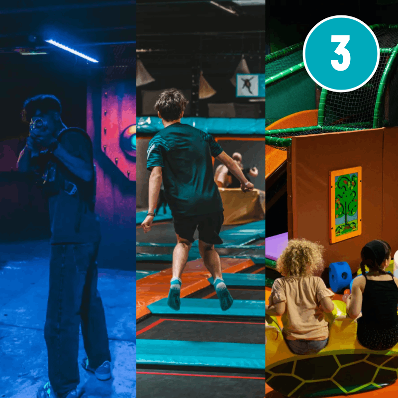 Anniversaire 3 activités: Kids Parc + Trampo + Laser 1 session