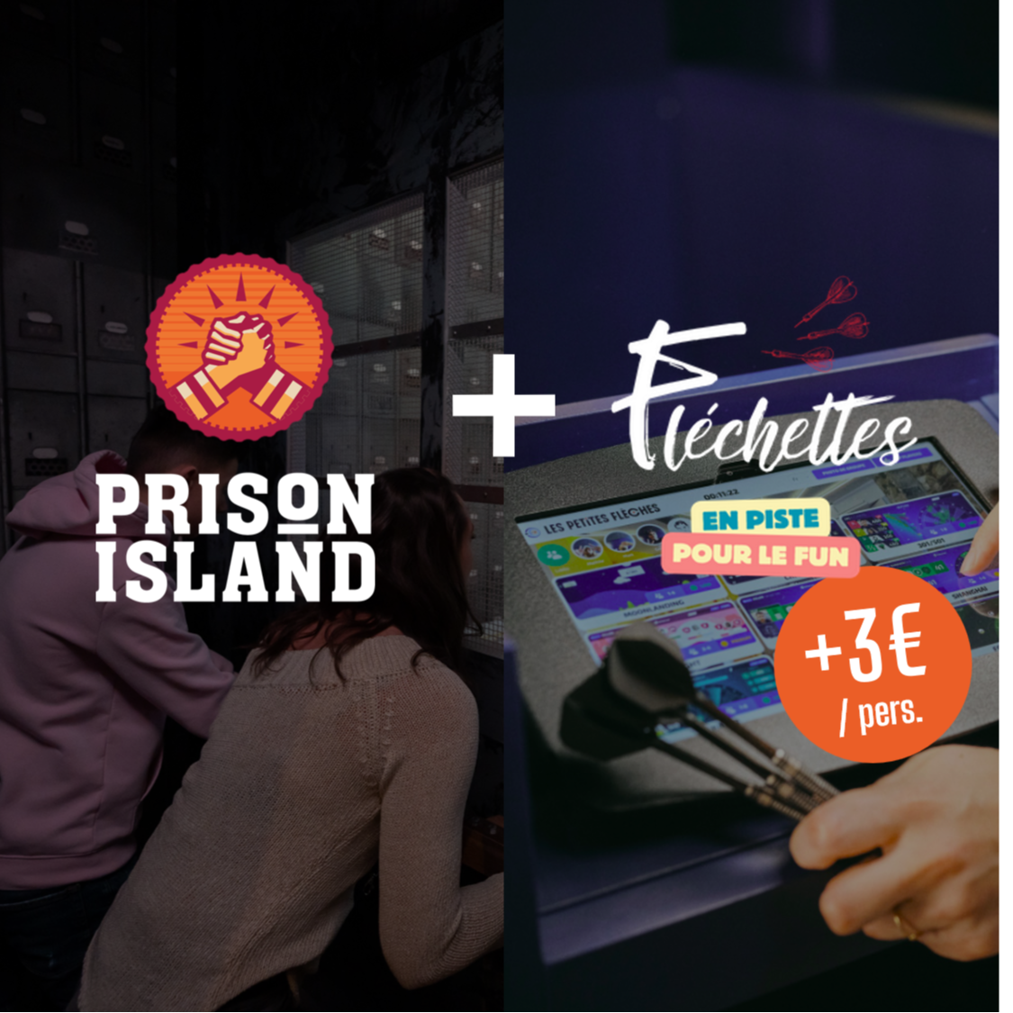 Pack Prison Island Pass' 1h30 adulte + Fléchettes 1h00