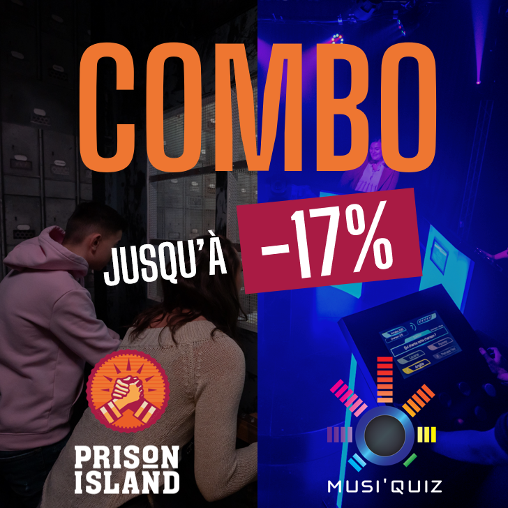 Pack Prison Island Pass' 1h30 adulte + Musi'Quiz 1h15