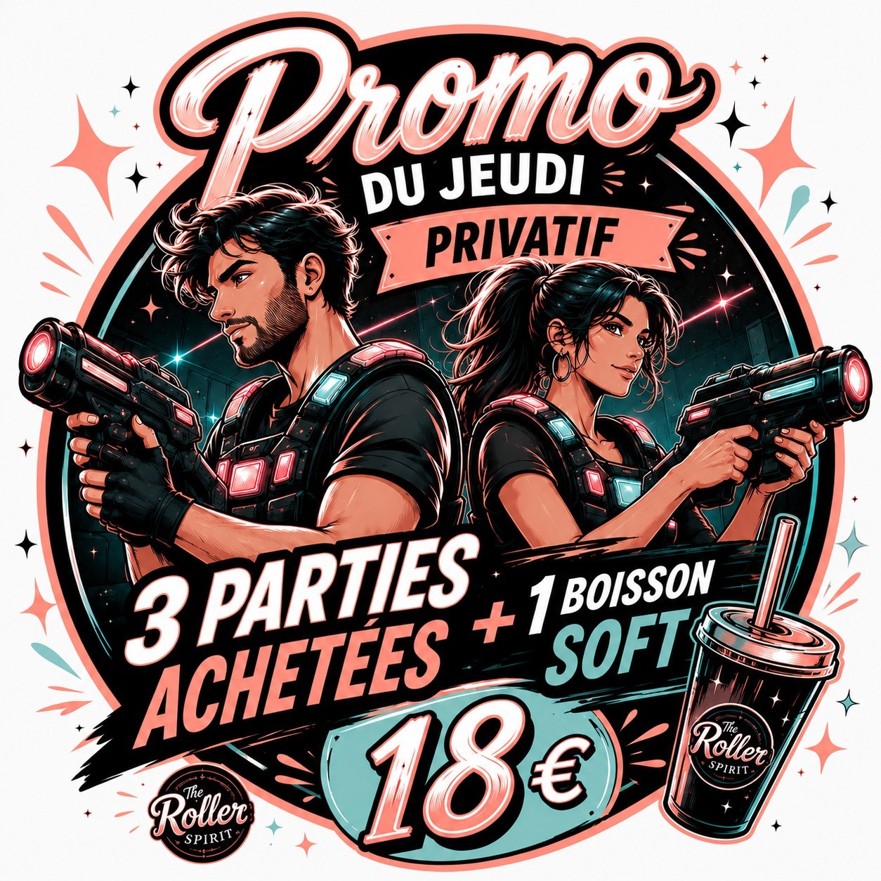 Promo jeudi lasergame privatif 3 parties + boisson soft