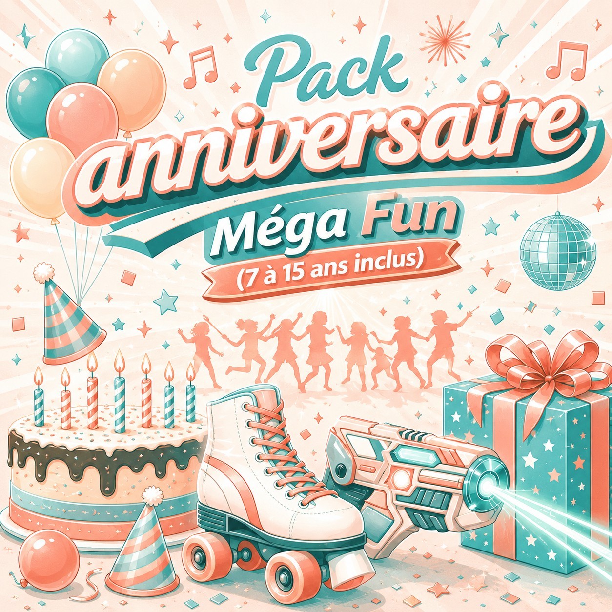 Pack Anniversaire Mega Fun 7 à 15 ans inclus