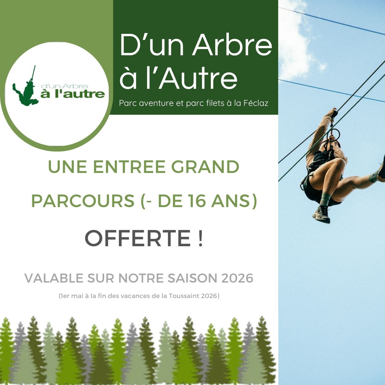 Bon cadeau Grand Parcours (Tarif - de 16 ans)
