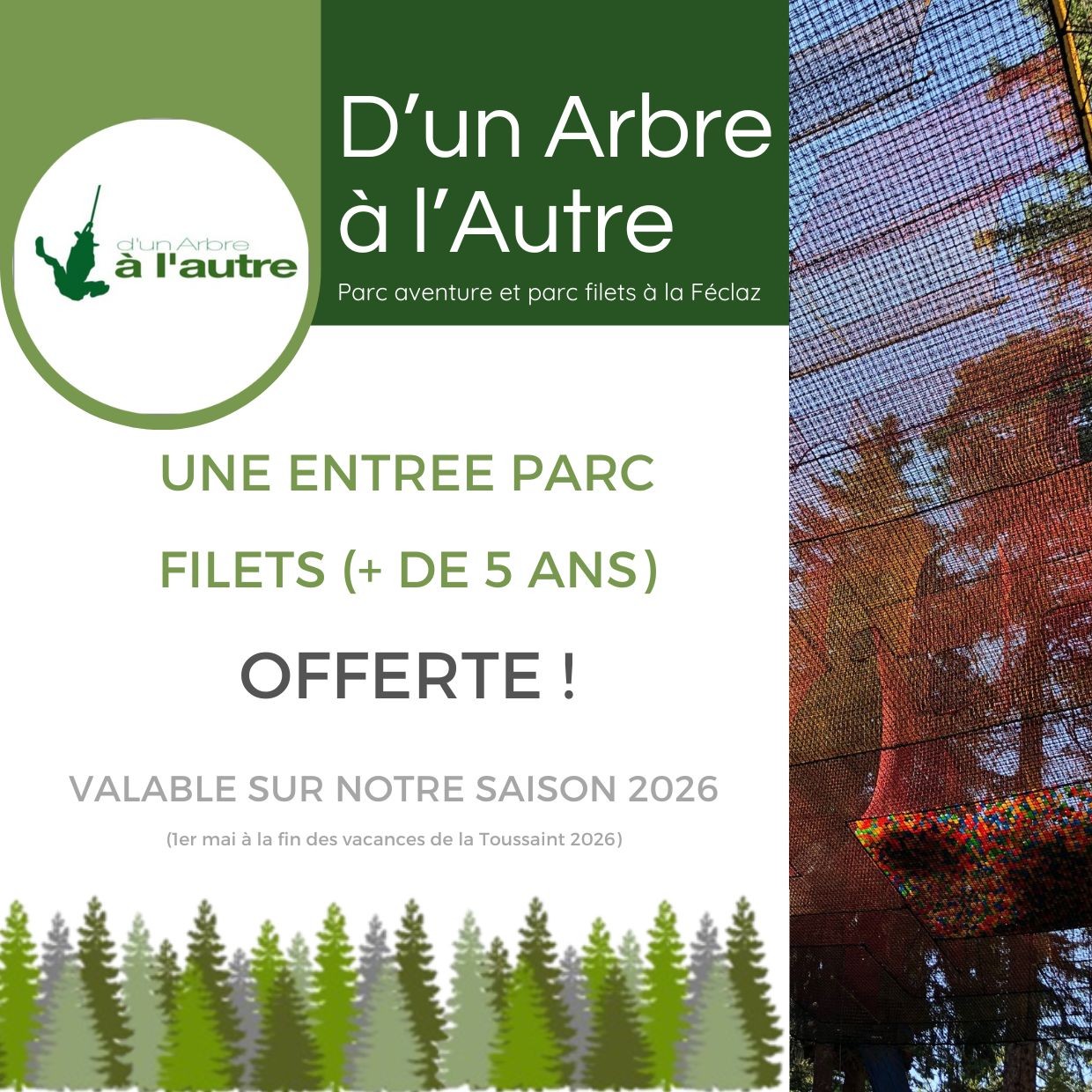 Bon cadeau parc filets (tarif + de 5 ans)