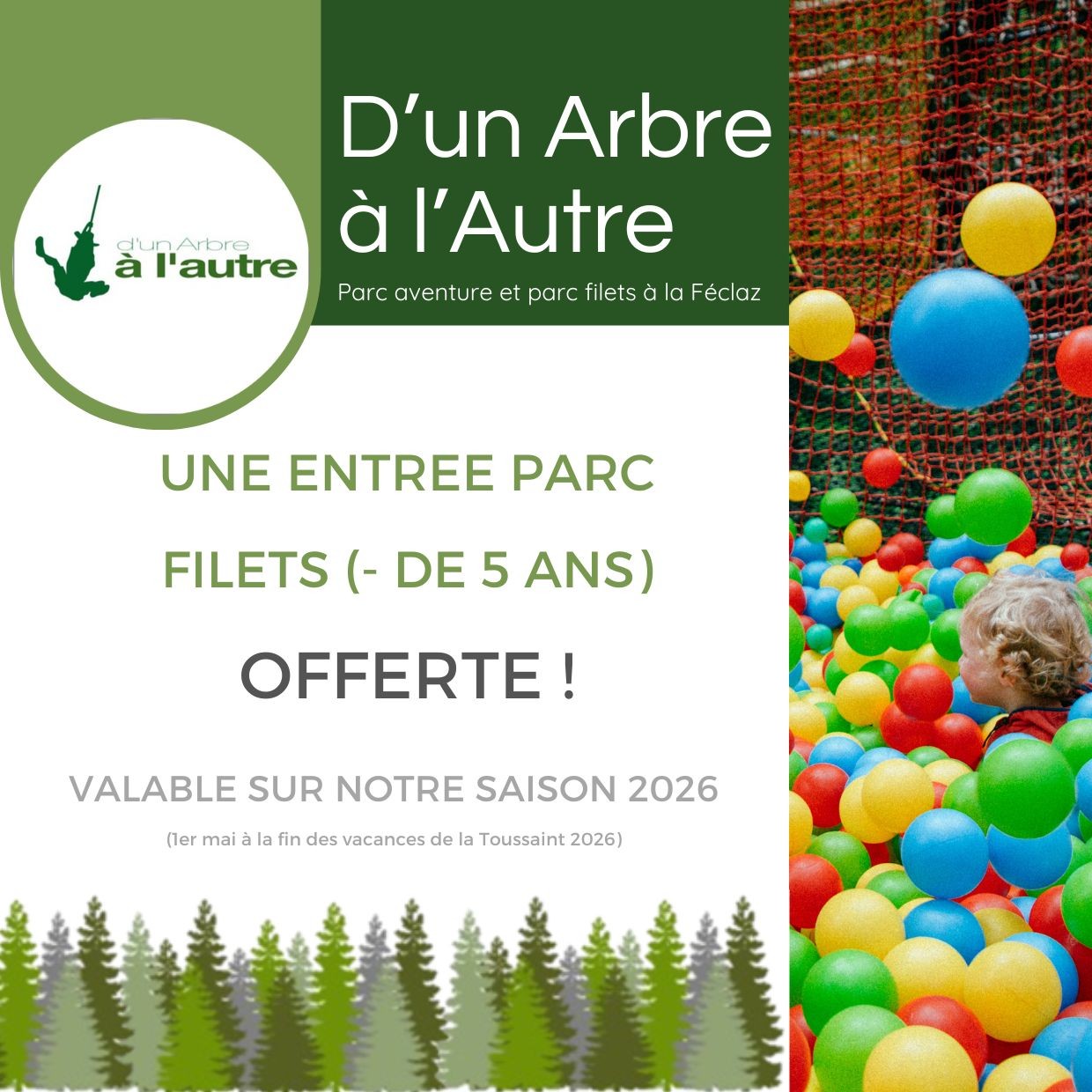 Bon cadeau parc filets (tarif - de 5 ans)