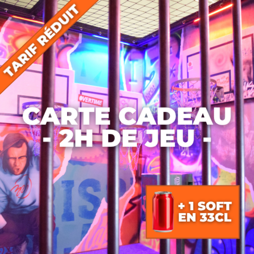 Carte cadeau 2h Tarif Réduit + 1 soft 33cl